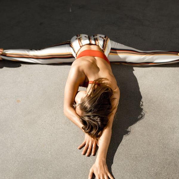 Person in a state of calm flow during a light exercise routine.